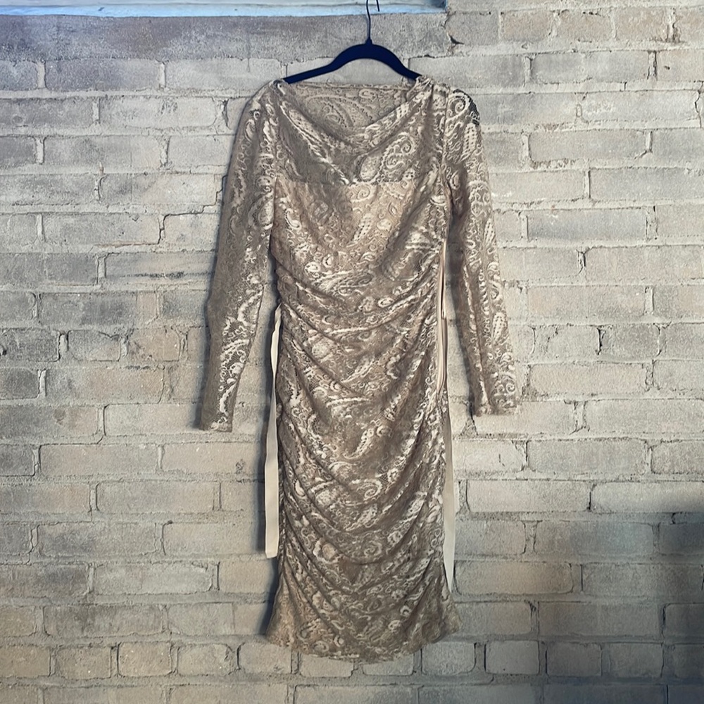 Champagne/Gold Lace Cocktail Dress (New Year’s Eve)